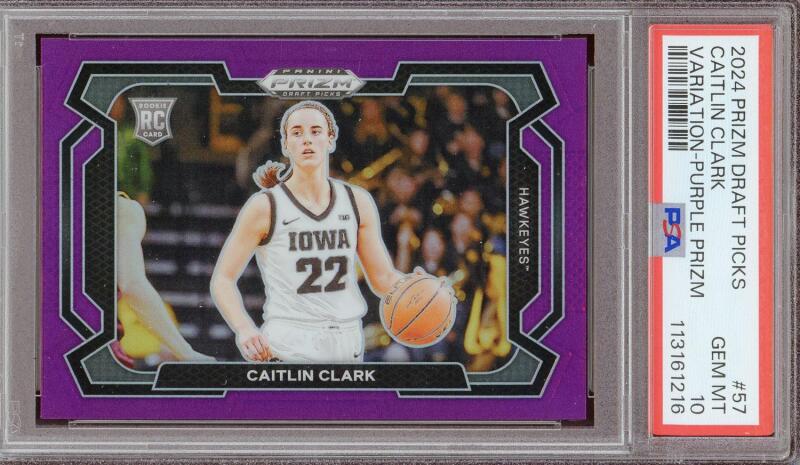 Caitlin Clark 2024 Prizm Purple Rookie PSA 10