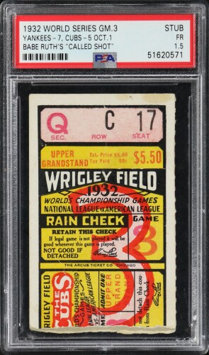 1932 World Series Game 3 Ticket Stub - Babe Ruth's "Called Shot" (HOF) - PSA FR 1.5
