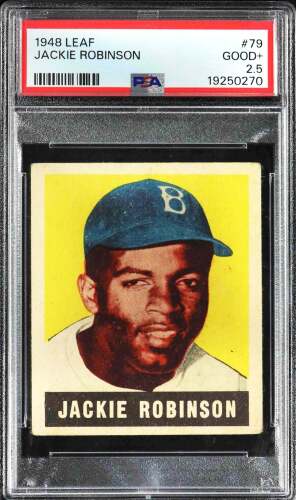 1948 Leaf #79 Jackie Robinson (HOF RC) - PSA GOOD+ 2.5 - EyeAppealInc A- 153 EyeQ+