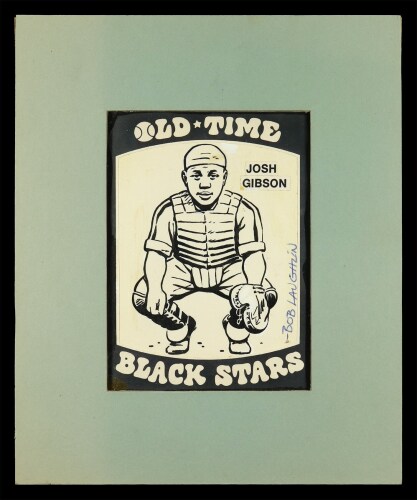 Original Josh Gibson (HOF) 1974 Old-Time Black Stars Card Production Artwork by Bob Laughlin