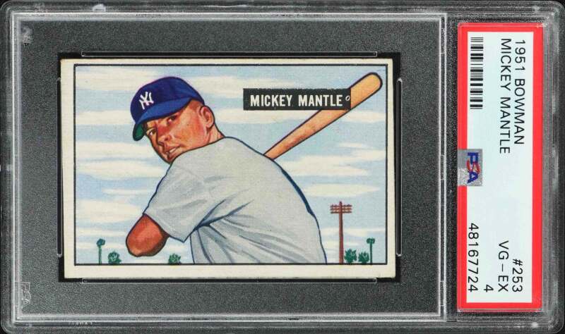 1951 Bowman #253 Mickey Mantle (HOF RC) - PSA VG-EX 4