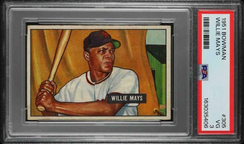 1951 Bowman #305 Willie Mays (HOF RC) - PSA VG 3 - EyeAppealInc A-