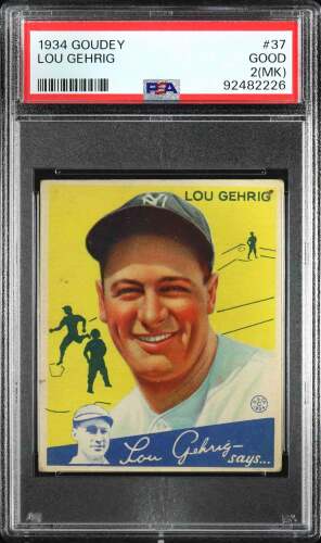 1934 Goudey #37 Lou Gehrig (HOF) - PSA GOOD 2(MK)