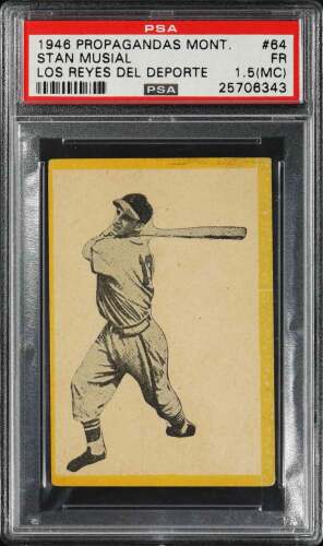 1946-47 Propaganda Montiel #64 Stan Musial (HOF RC) - PSA FR 1.5(MC)