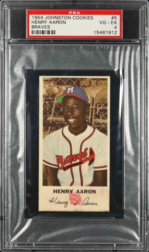 1954 Johnston Cookies #5 Hank Aaron (HOF RC) - PSA VG-EX 4