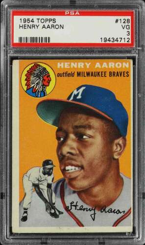 1954 Topps #128 Hank Aaron (HOF RC) - PSA VG 3