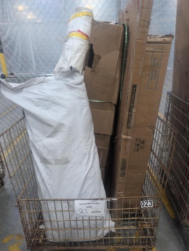 Bedframe, rug, miscellaneous furniture