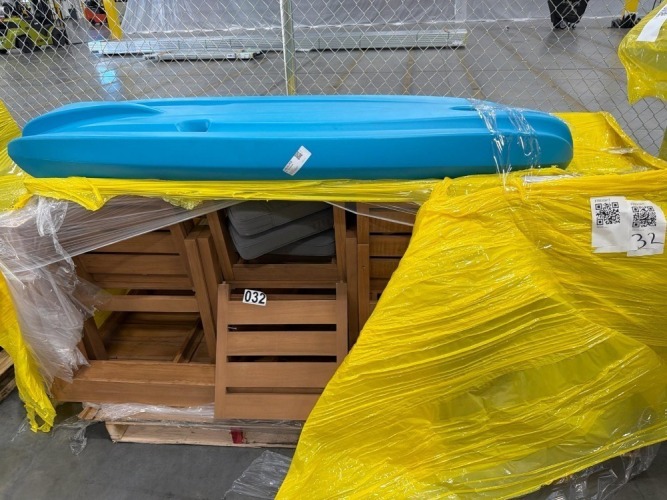 Kayak, outdoor dining set we don't know if it's complete