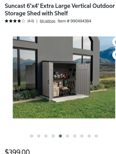 Suncast extra large vertical shed, BMS6226TP